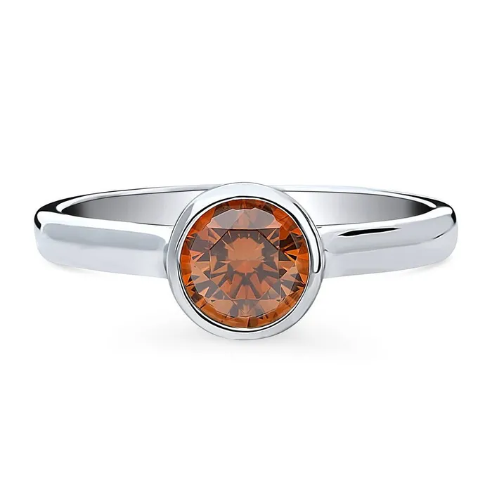 Rings Solitaire Caramel Bezel CZ Ring in Sterling Silver 08ct BERRICLE
