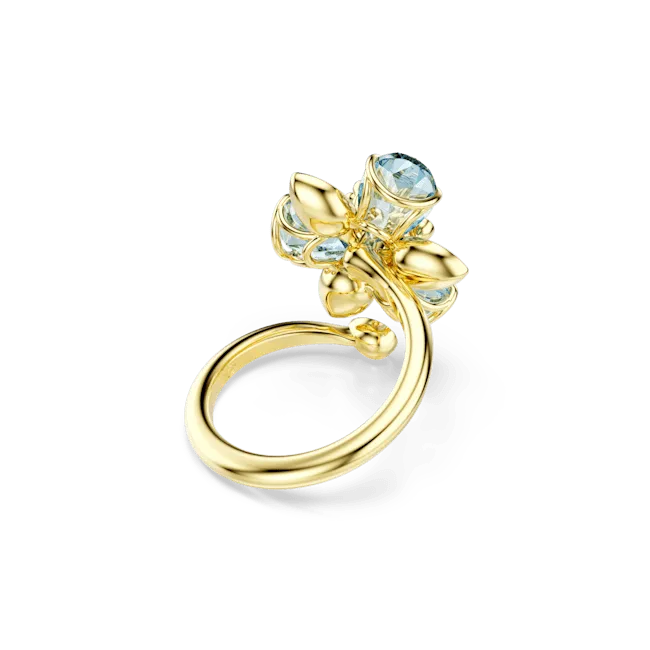 Rings Swarovski Swarovski Idyllia Open Ring Mixed Cuts Flower Blue GoldTone Plated Rings Swarovski Swarovski Idyllia Open Ring Mixed Cuts Flower Blue GoldTone Plated