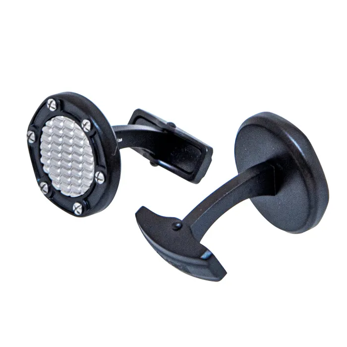 Roberto Cavalli Roberto Cavalli Cufflinks Matte Black With Matte Silver Color Mid Design Rings