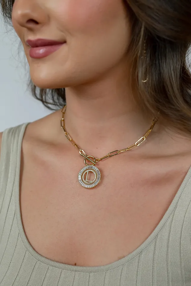 RTS Paperclip Chain Radiant Initial Necklace The Sis Kiss Necklaces