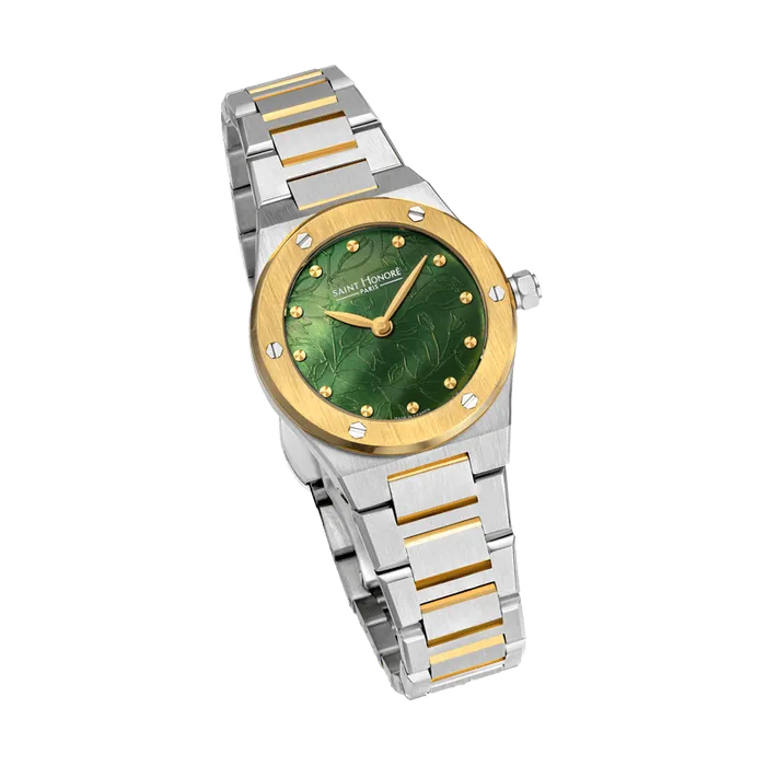 Saint Honore Earrings Saint Honore Haussman Womens Green MOP Silver Gold Watch