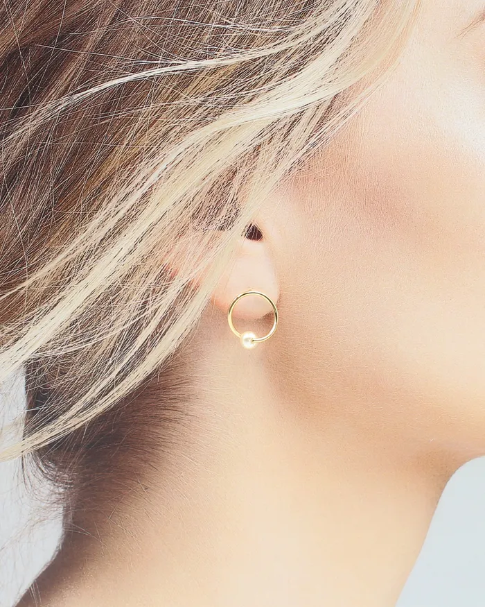 SEPT2024 Necklaces Gold Hoops with Pearl