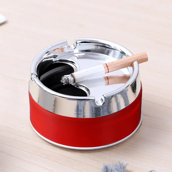 Shivarth Ashtray Living Room Household Simpe Rotable Thickened Stainless Steel Smokeless Windproof Ashtray Home Office Decoration Red Dropshipped via Social Commerce Network Bracelets