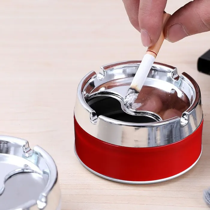 Shivarth Ashtray Living Room Household Simpe Rotable Thickened Stainless Steel Smokeless Windproof Ashtray Home Office Decoration Red Dropshipped via Social Commerce Network Bracelets