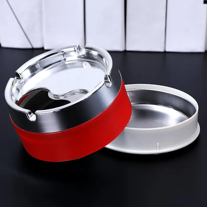 Shivarth Ashtray Living Room Household Simpe Rotable Thickened Stainless Steel Smokeless Windproof Ashtray Home Office Decoration Red Dropshipped via Social Commerce Network Bracelets