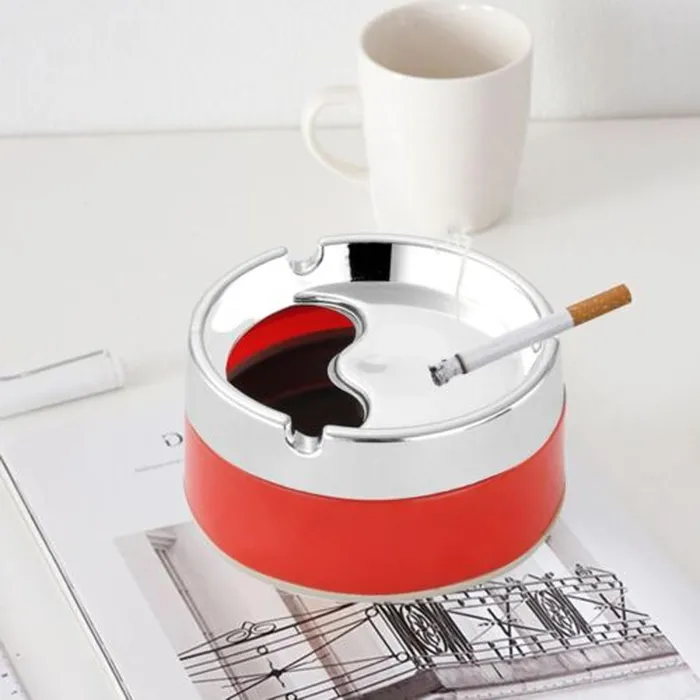Shivarth Ashtray Living Room Household Simpe Rotable Thickened Stainless Steel Smokeless Windproof Ashtray Home Office Decoration Red Dropshipped via Social Commerce Network Bracelets
