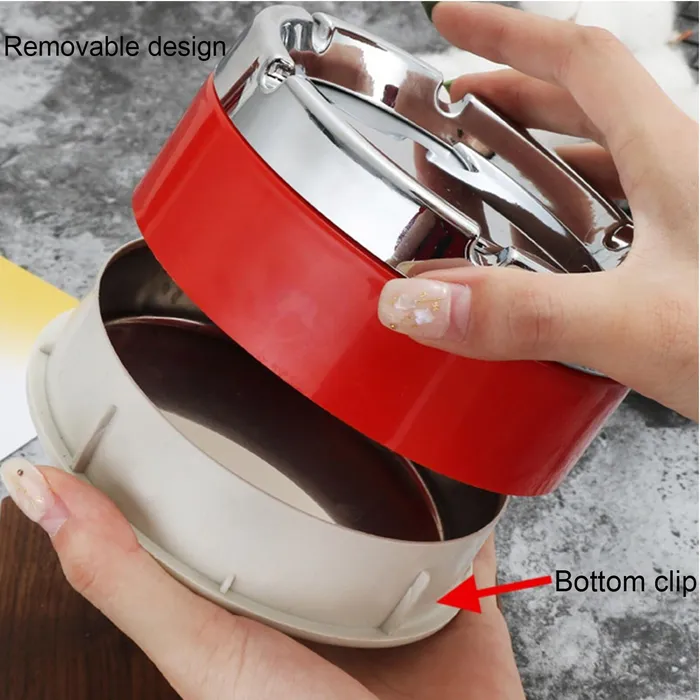 Shivarth Ashtray Living Room Household Simpe Rotable Thickened Stainless Steel Smokeless Windproof Ashtray Home Office Decoration Red Dropshipped via Social Commerce Network Bracelets