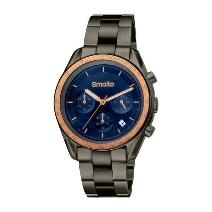 Smalto Men Watch Gun Color Case Blue Dial Gun Color Stainless Steel Metal Bracelet Smalto Bracelets Smalto Men Watch Gun Color Case Blue Dial Gun Color Stainless Steel Metal Bracelet Smalto Bracelets