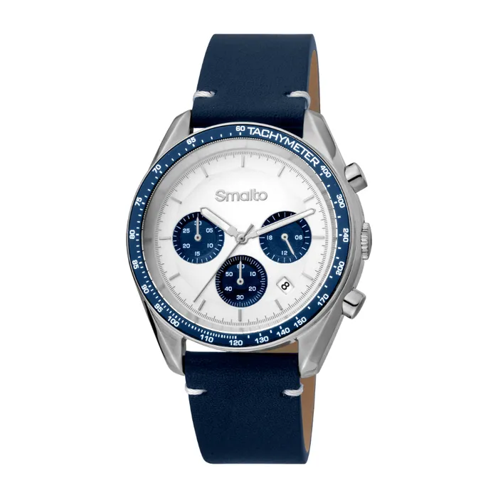 Smalto Mens Watch Silver Case with white Dial and Blue Stap smalto Watches