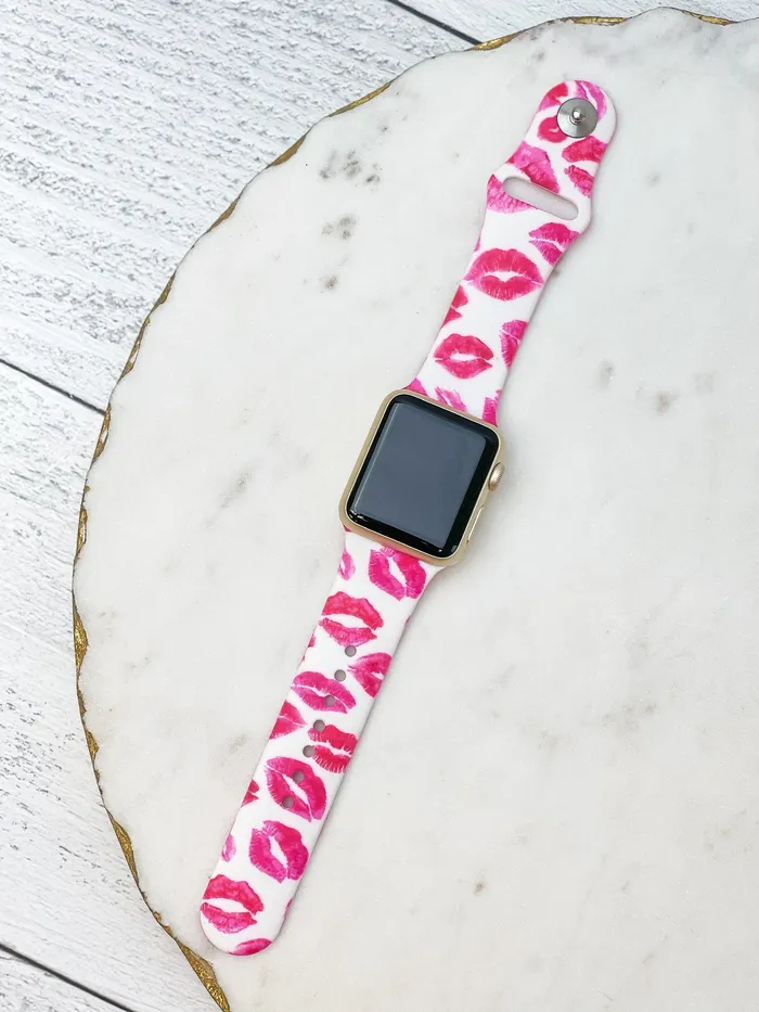 Smooches Printed Silicone Watch Band SM White Prep Obsessed AN Rings