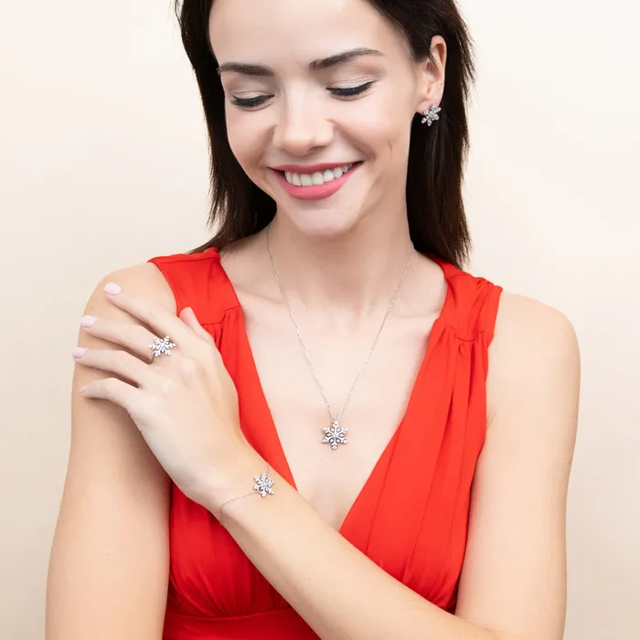 Snowflake CZ Charm Bracelet in Sterling Silver BERRICLE Bracelets