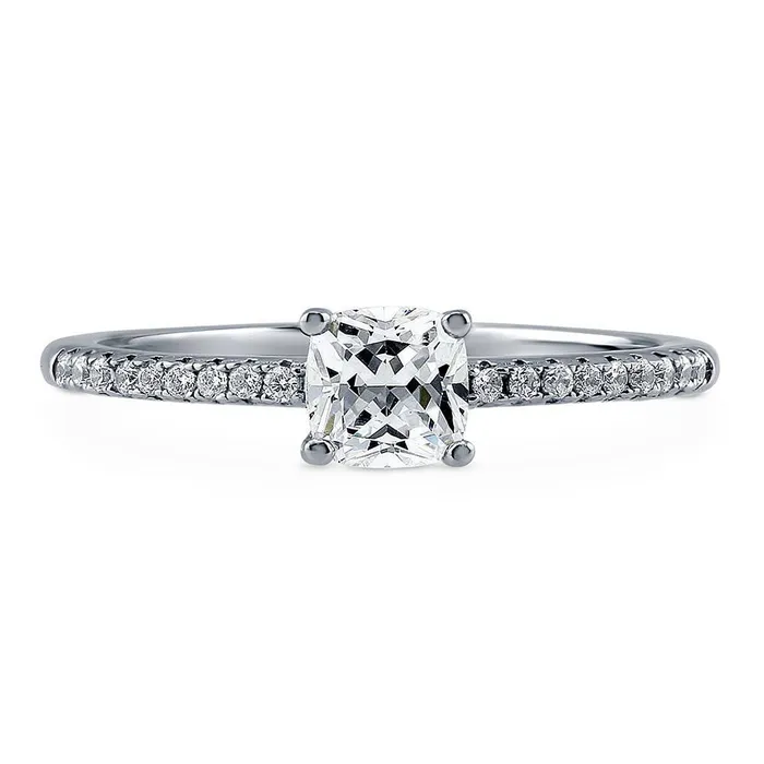 Solitaire 06ct Cushion CZ Ring in Sterling Silver BERRICLE Rings