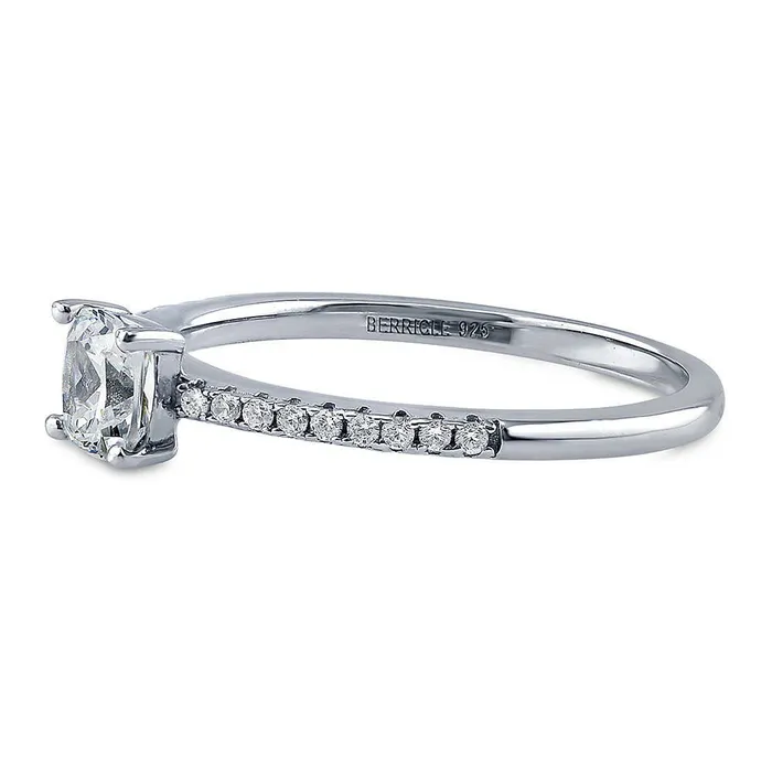 Solitaire 06ct Cushion CZ Ring in Sterling Silver BERRICLE Rings