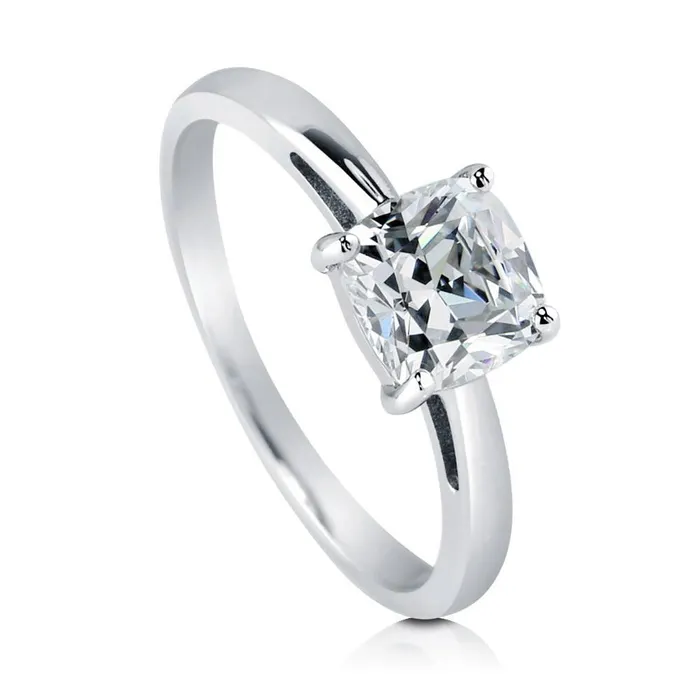 Solitaire 15ct Cushion CZ Ring in Sterling Silver BERRICLE Rings