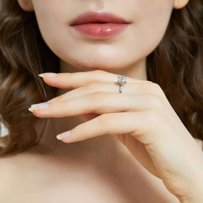 Solitaire 2ct Cushion CZ Ring Set in Sterling Silver BERRICLE Rings