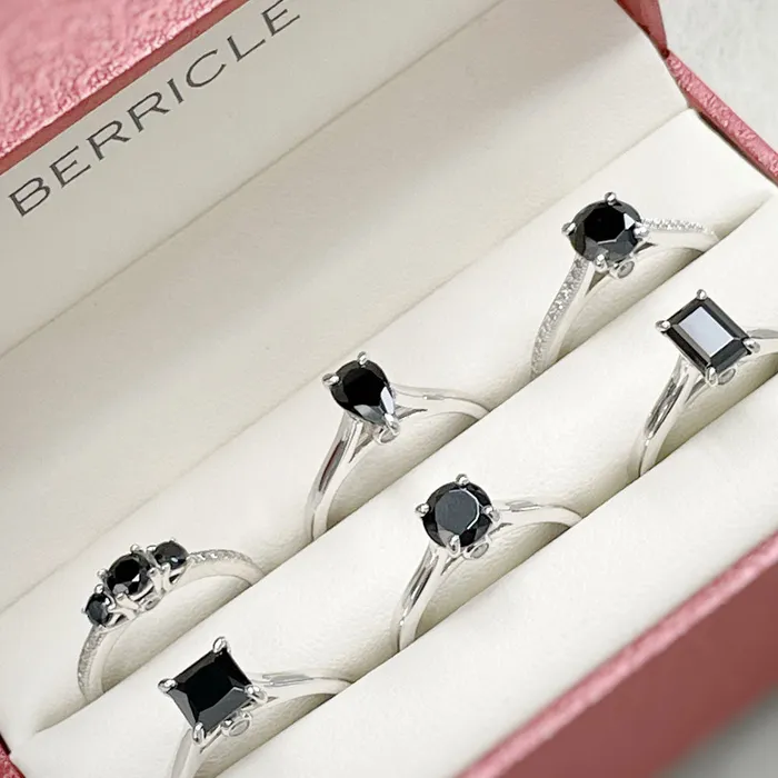 Solitaire Black White Black CZ Ring in Sterling Silver 1ct BERRICLE Rings