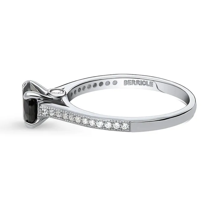 Solitaire Black White Black CZ Ring in Sterling Silver 1ct BERRICLE Rings