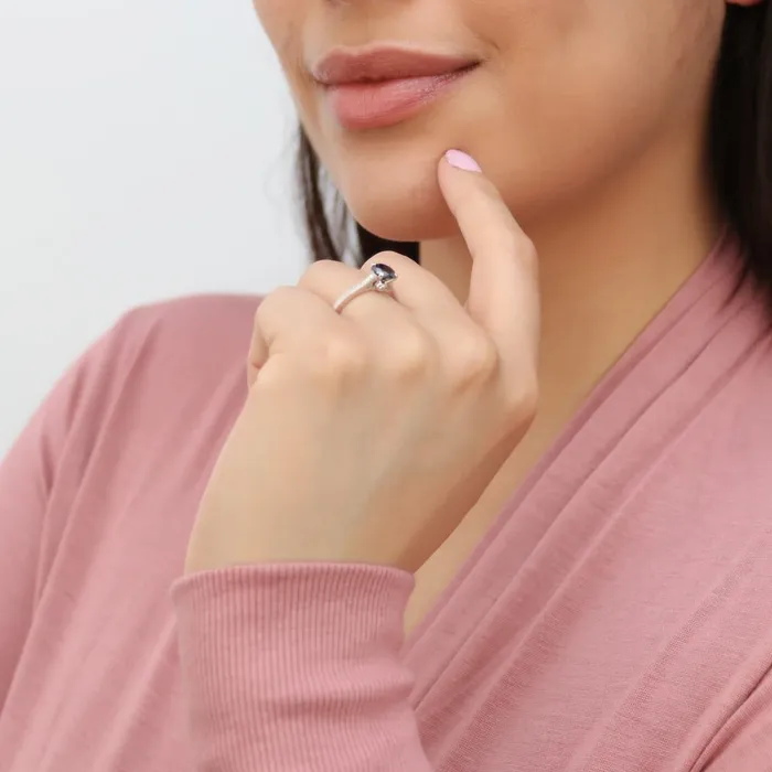 Solitaire Black White Black CZ Ring in Sterling Silver 1ct BERRICLE Rings