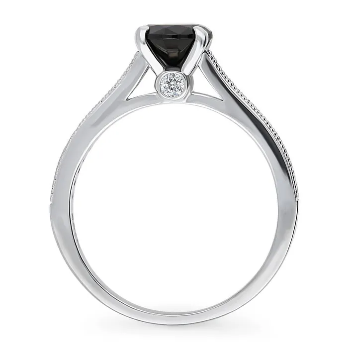 Solitaire Black White Black CZ Ring in Sterling Silver 1ct BERRICLE Rings