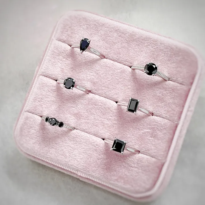 Solitaire Black White Black CZ Ring in Sterling Silver 1ct BERRICLE Rings