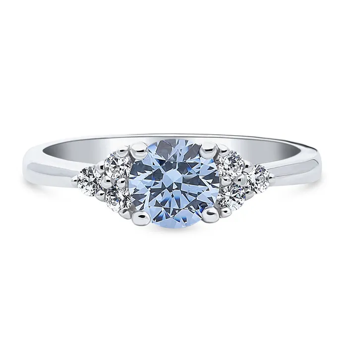 Solitaire Blue CZ Ring in Sterling Silver 08ct BERRICLE Rings