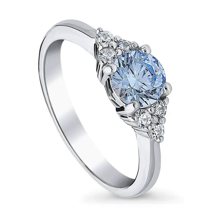 Solitaire Blue CZ Ring in Sterling Silver 08ct BERRICLE Rings