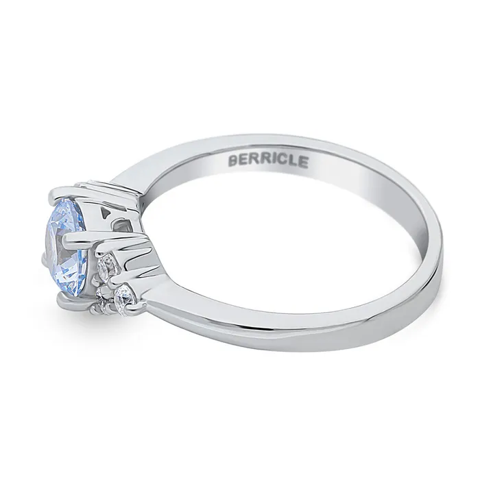 Solitaire Blue CZ Ring in Sterling Silver 08ct BERRICLE Rings