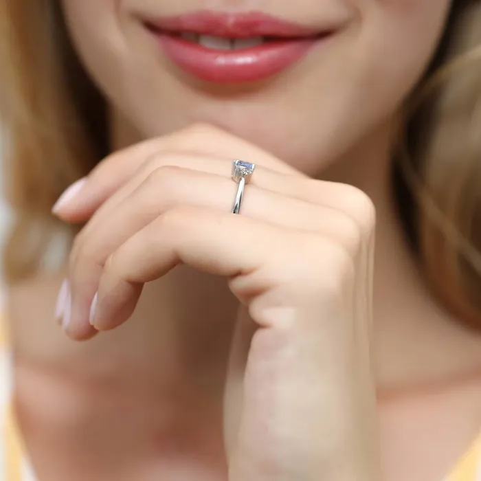 Solitaire Blue CZ Ring in Sterling Silver 08ct BERRICLE Rings