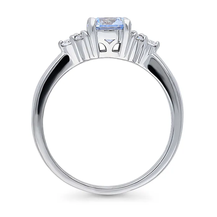Solitaire Blue CZ Ring in Sterling Silver 08ct BERRICLE Rings