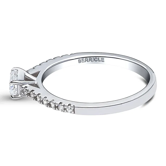 Solitaire EastWest 03ct Emerald Cut CZ Ring in Sterling Silver BERRICLE Rings