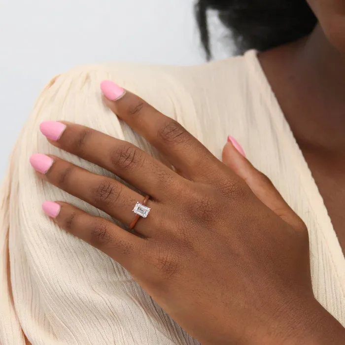 Solitaire Emerald Cut CZ Ring in Rose Gold Plated Sterling Silver BERRICLE Rings
