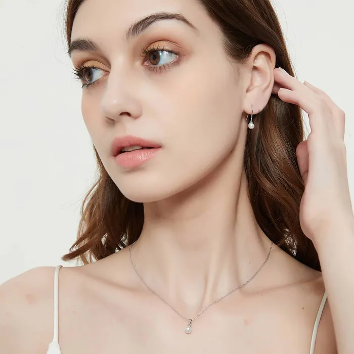 Solitaire Imitation Pearl Set in Sterling Silver BERRICLE Earrings