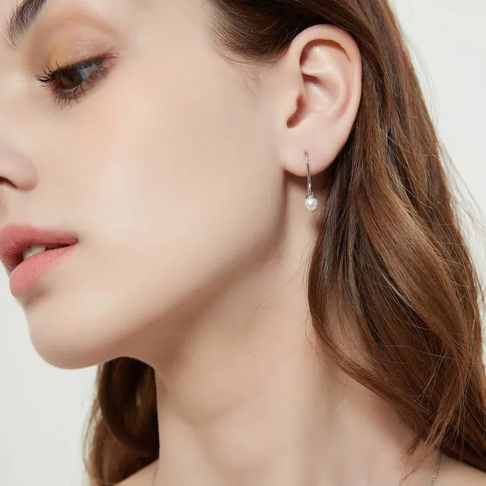 Solitaire Imitation Pearl Set in Sterling Silver BERRICLE Earrings