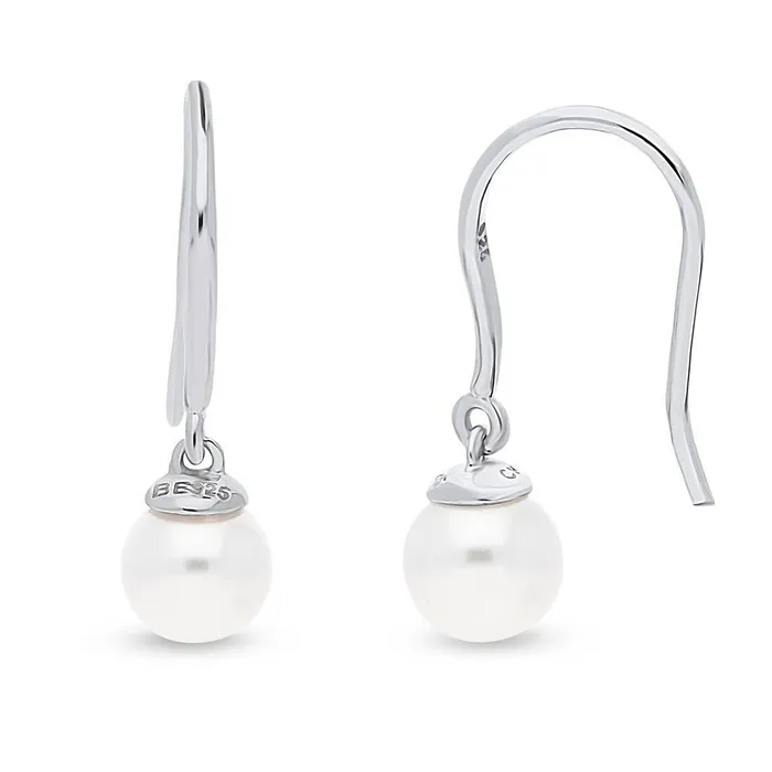 Solitaire Imitation Pearl Set in Sterling Silver BERRICLE Earrings