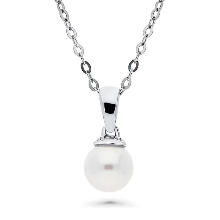 Solitaire Imitation Pearl Set in Sterling Silver BERRICLE Earrings