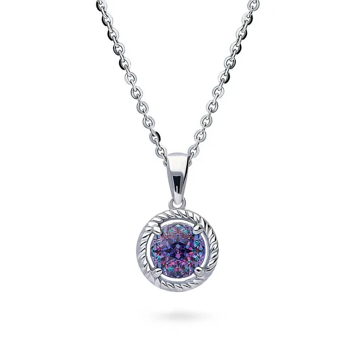 Solitaire Kaleidoscope Purple Aqua CZ Set in Sterling Silver BERRICLE Earrings