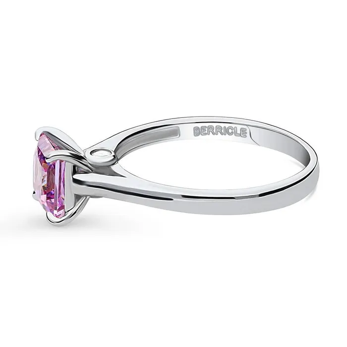 Solitaire Purple Princess CZ Ring in Sterling Silver 12ct BERRICLE Rings
