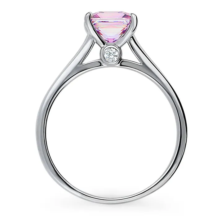 Solitaire Purple Princess CZ Ring in Sterling Silver 12ct BERRICLE Rings