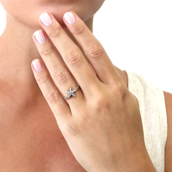 Starfish CZ Chain Ring in Sterling Silver BERRICLE Rings