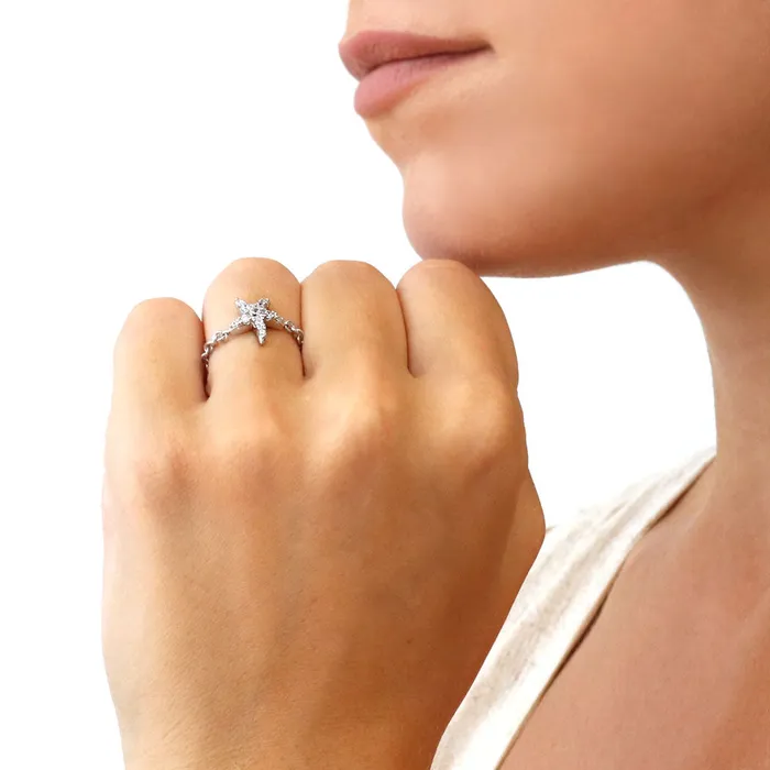 Starfish CZ Chain Ring in Sterling Silver BERRICLE Rings