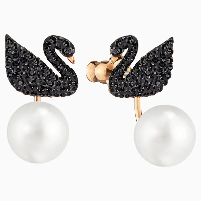 Swarovski Earrings Swarovski Iconic Swan Earrings Black