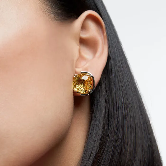 Swarovski Harmonia Stud Earrings Cushion cut Yellow Rhodium plated Swarovski Earrings Swarovski Harmonia Stud Earrings Cushion cut Yellow Rhodium plated Swarovski Earrings
