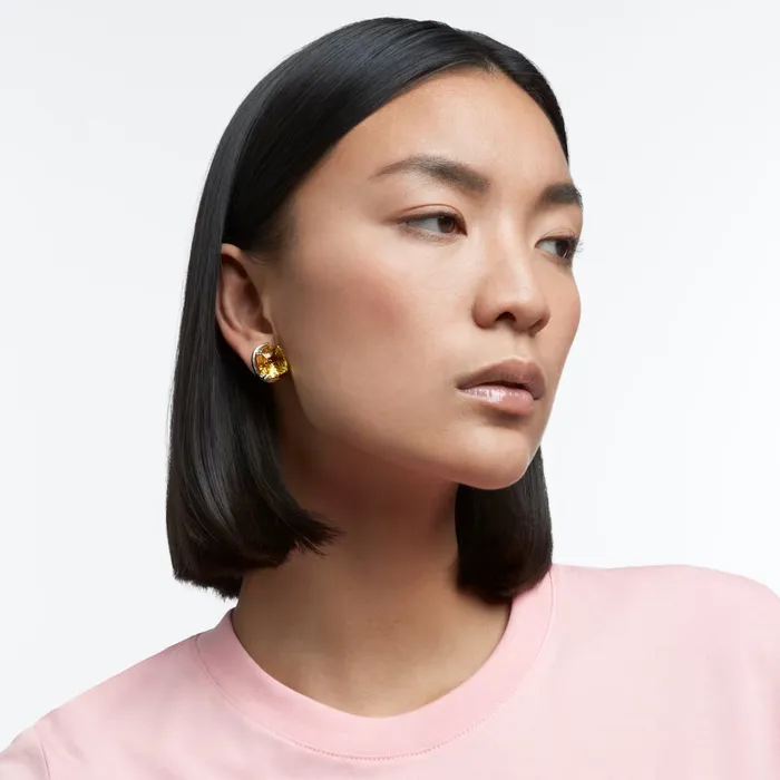 Swarovski Harmonia Stud Earrings Cushion cut Yellow Rhodium plated Swarovski Earrings Swarovski Harmonia Stud Earrings Cushion cut Yellow Rhodium plated Swarovski Earrings