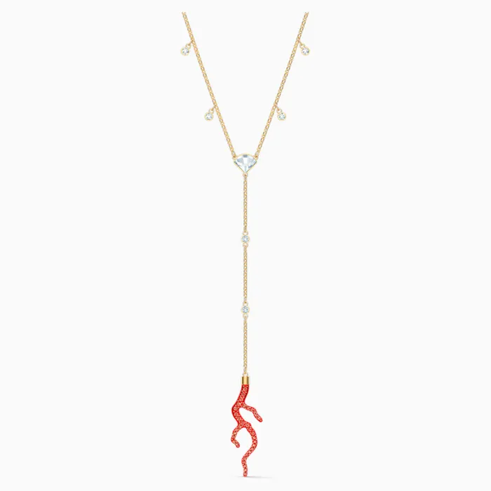 SwarovskiShell Y NecklaceRed GoldToneOne Size Swarovski Necklaces