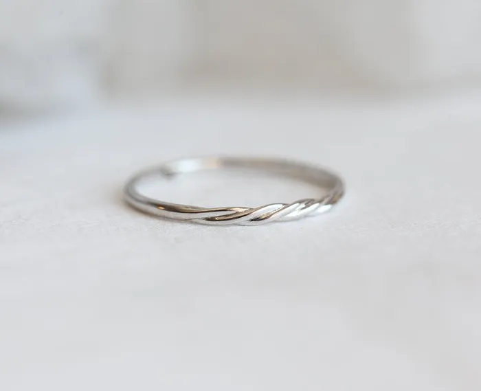 Thin Platinum Wedding Band Twisted Platinum Ring Capucinne Rings