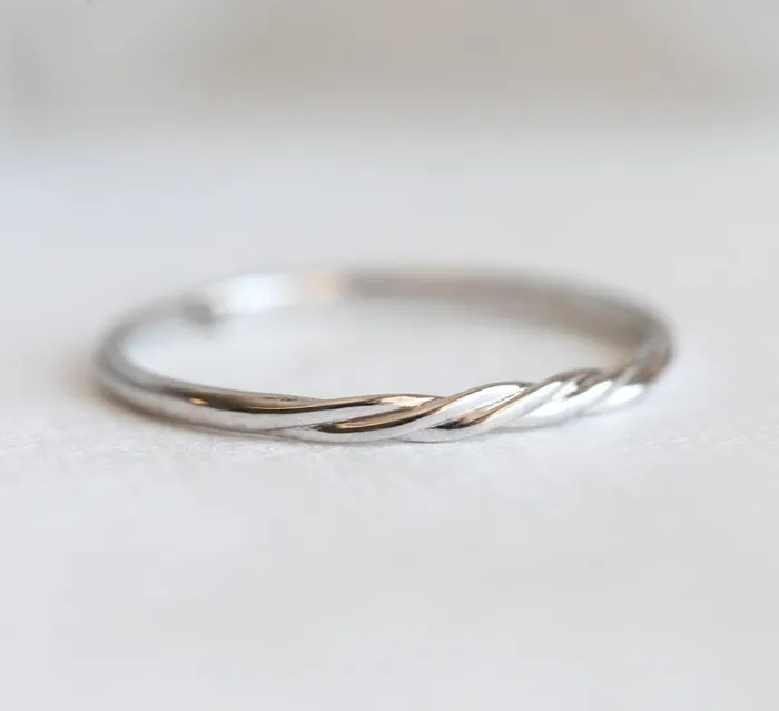 Thin Platinum Wedding Band Twisted Platinum Ring Capucinne Rings