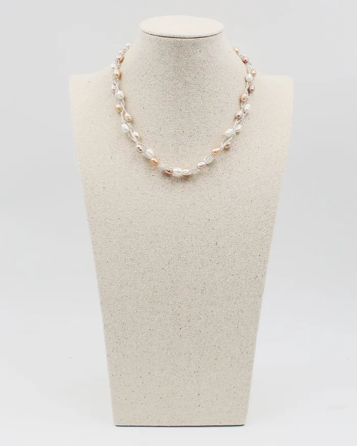 Triple Braided Elongated Pearl Necklace 012720230440 Necklaces Triple Braided Elongated Pearl Necklace 012720230440 Necklaces