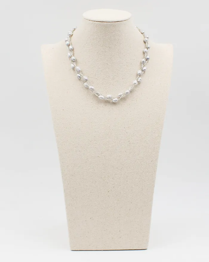 Triple Braided Elongated Pearl Necklace 012720230440 Necklaces Triple Braided Elongated Pearl Necklace 012720230440 Necklaces