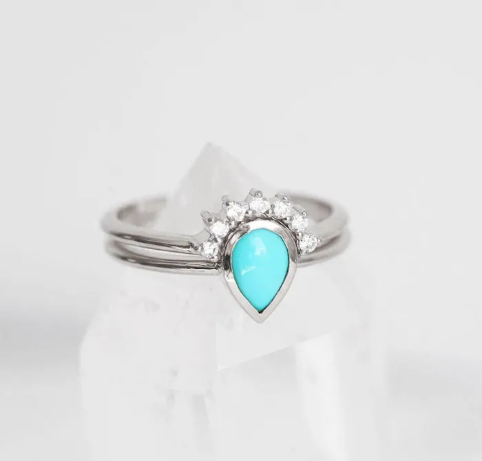 Turquoise Ring Turquoise Ring Set Capucinne Rings