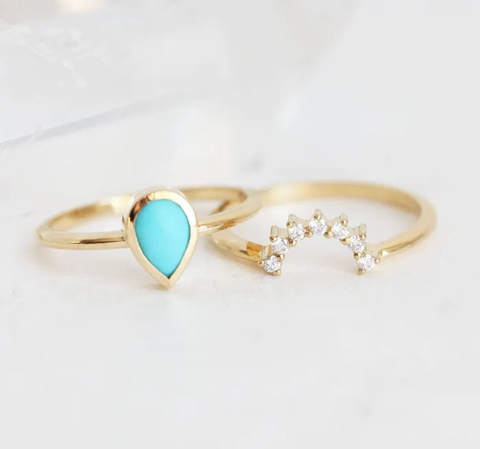 Turquoise Ring Turquoise Ring Set Capucinne Rings
